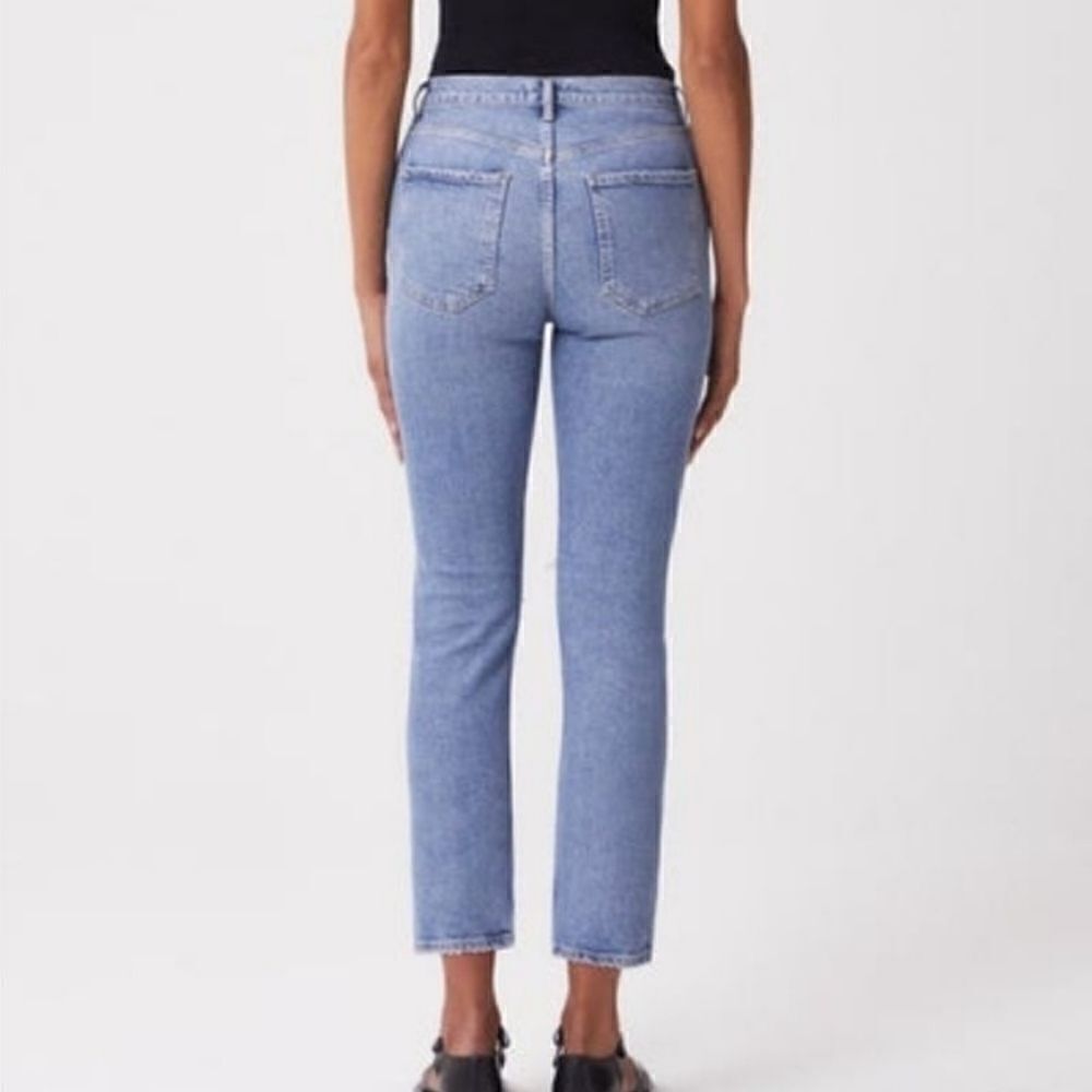 Agolde Riley High Rise Straight Leg Crop Denim Jeans In Whiplash NWT - Picture 2 of 11